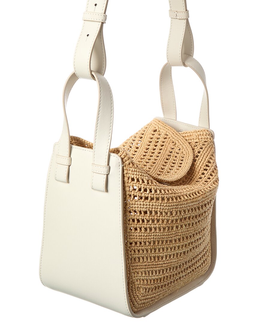 Loewe Compact Hammock Raffia & Leather Tote
