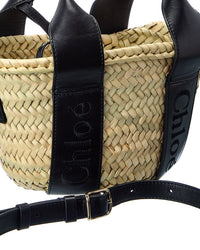 Chloé Sense Small Raffia & Leather Basket Tote