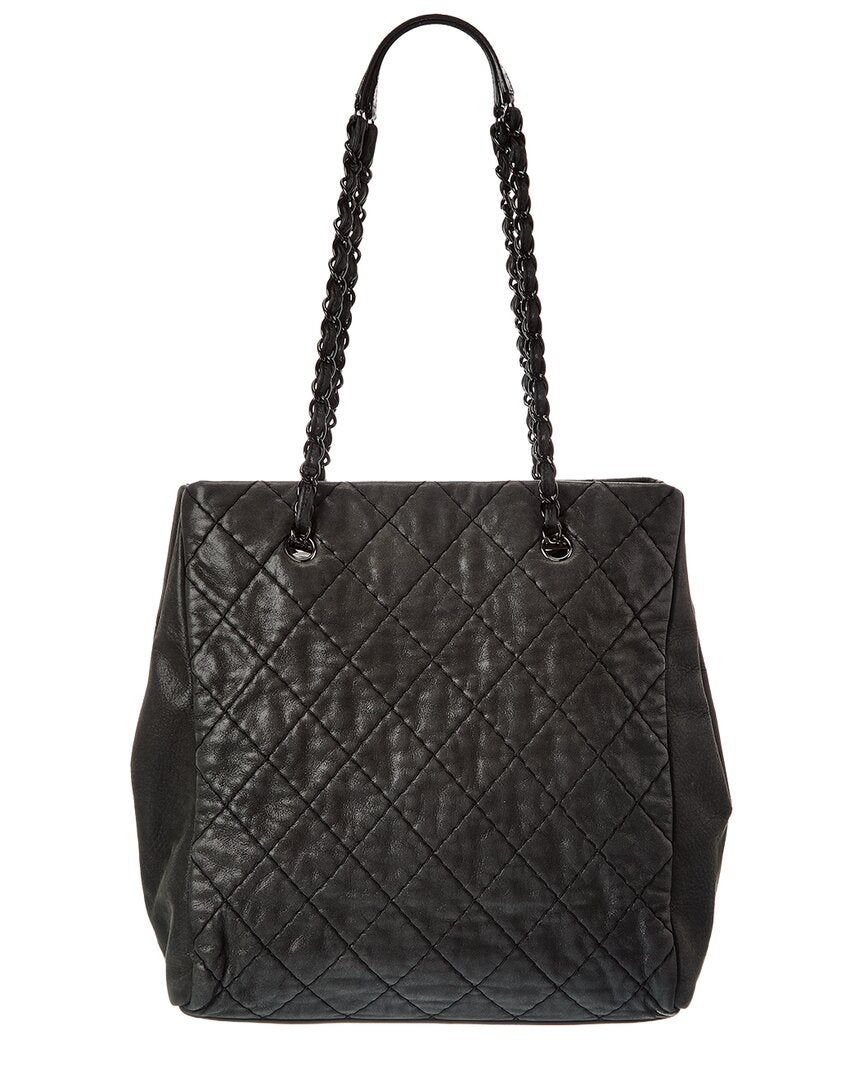 Chanel Chanel Black Calfskin Leather Cc Wild Stitch Tote (Authentic Pre-Loved)
