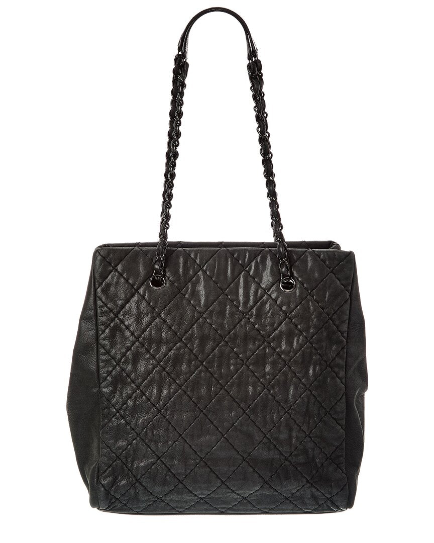 Chanel Chanel Black Calfskin Leather Cc Wild Stitch Tote (Authentic Pre-Loved)