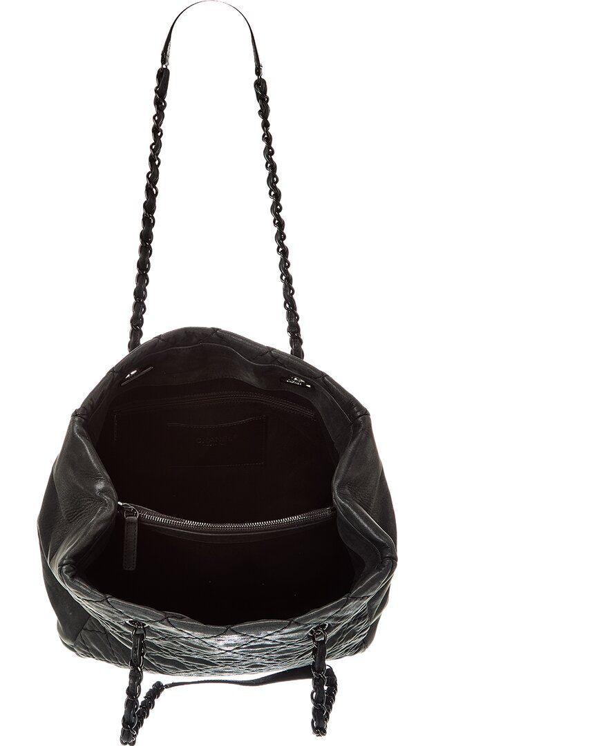 Chanel Chanel Black Calfskin Leather Cc Wild Stitch Tote (Authentic Pre-Loved)