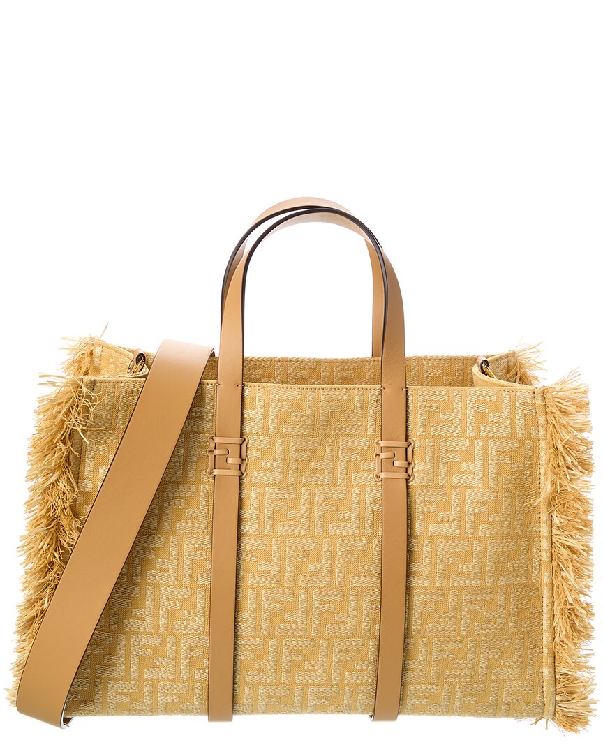 FENDI Fendi Summer Jacquard & Raffia Tote