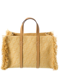 FENDI Fendi Summer Jacquard & Raffia Tote