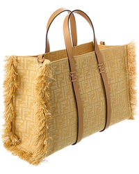 FENDI Fendi Summer Jacquard & Raffia Tote