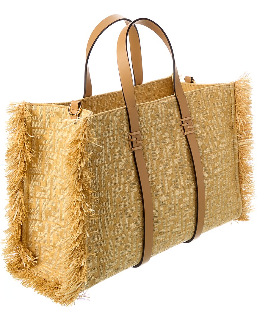 FENDI Fendi Summer Jacquard & Raffia Tote