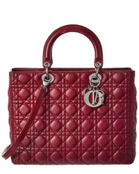 Dior Red Cannage Leather Large Lady Dior (Authentic Pre-Loved)