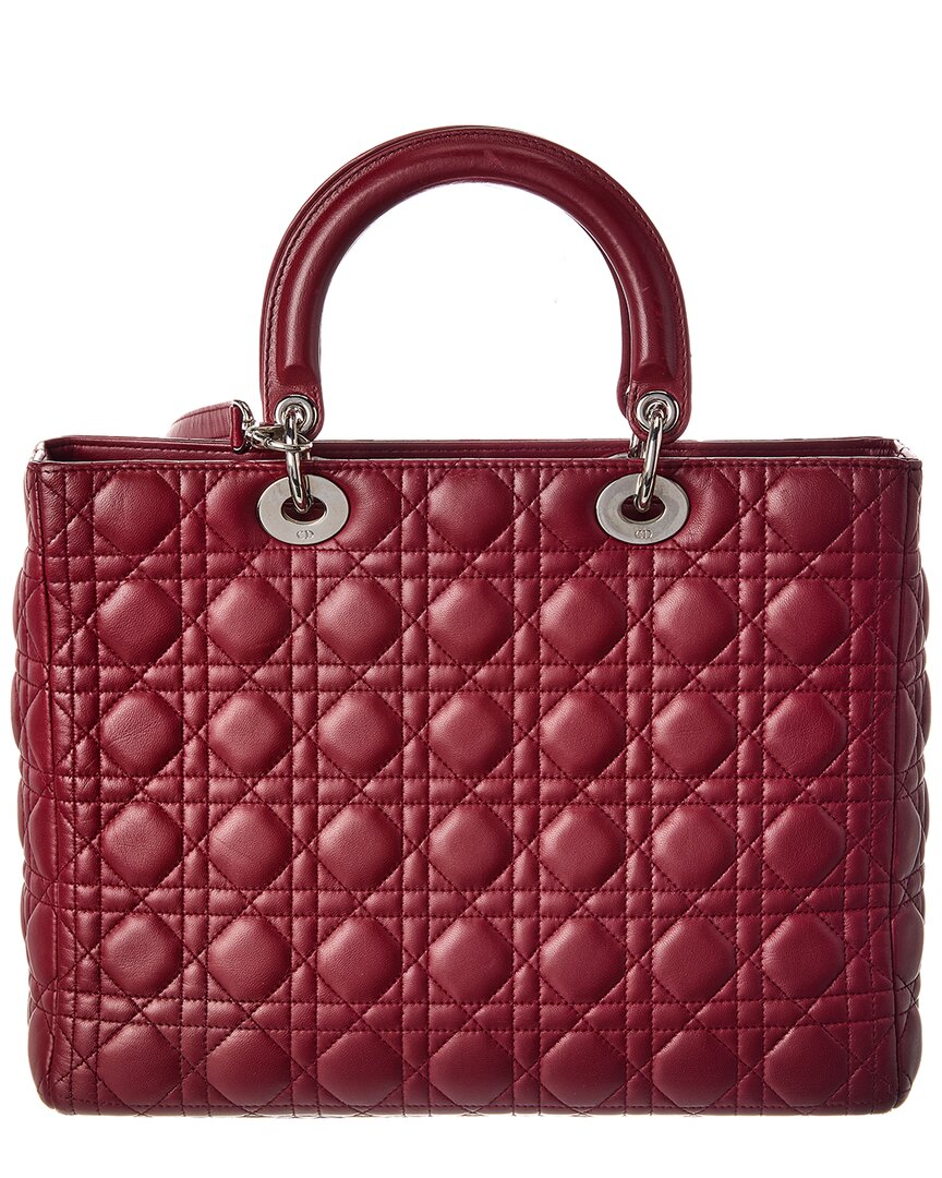 Dior Red Cannage Leather Large Lady Dior (Authentic Pre-Loved)