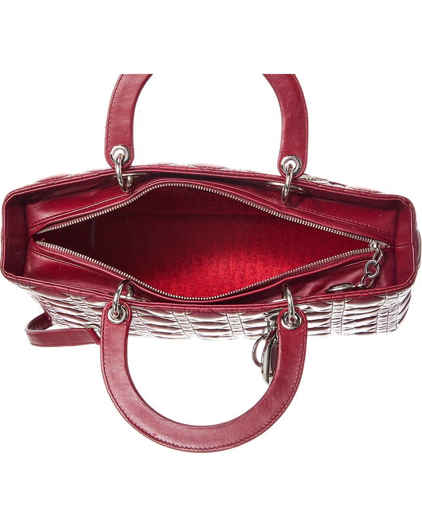 Dior Red Cannage Leather Large Lady Dior (Authentic Pre-Loved)