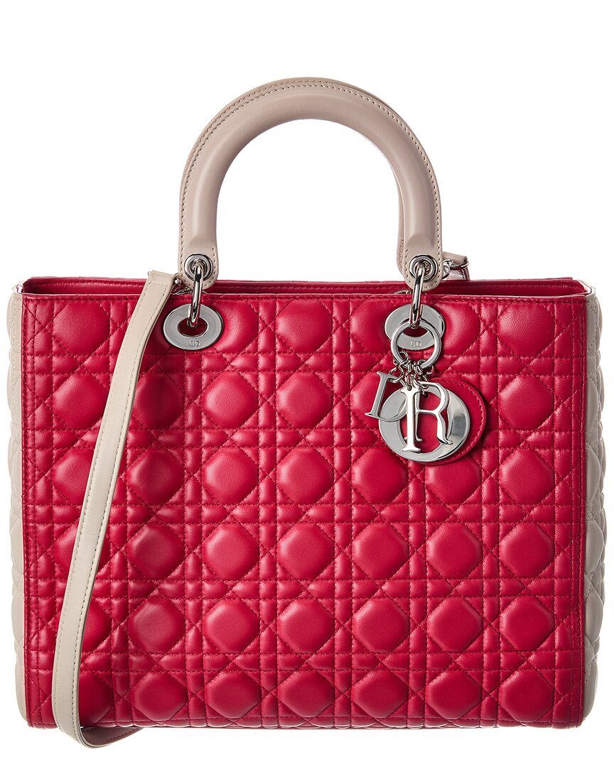 Dior Pink Lambskin Leather Cannage Large Lady Dior (Authentic Pre-Loved)