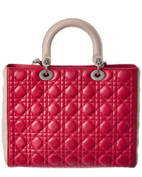 Dior Pink Lambskin Leather Cannage Large Lady Dior (Authentic Pre-Loved)