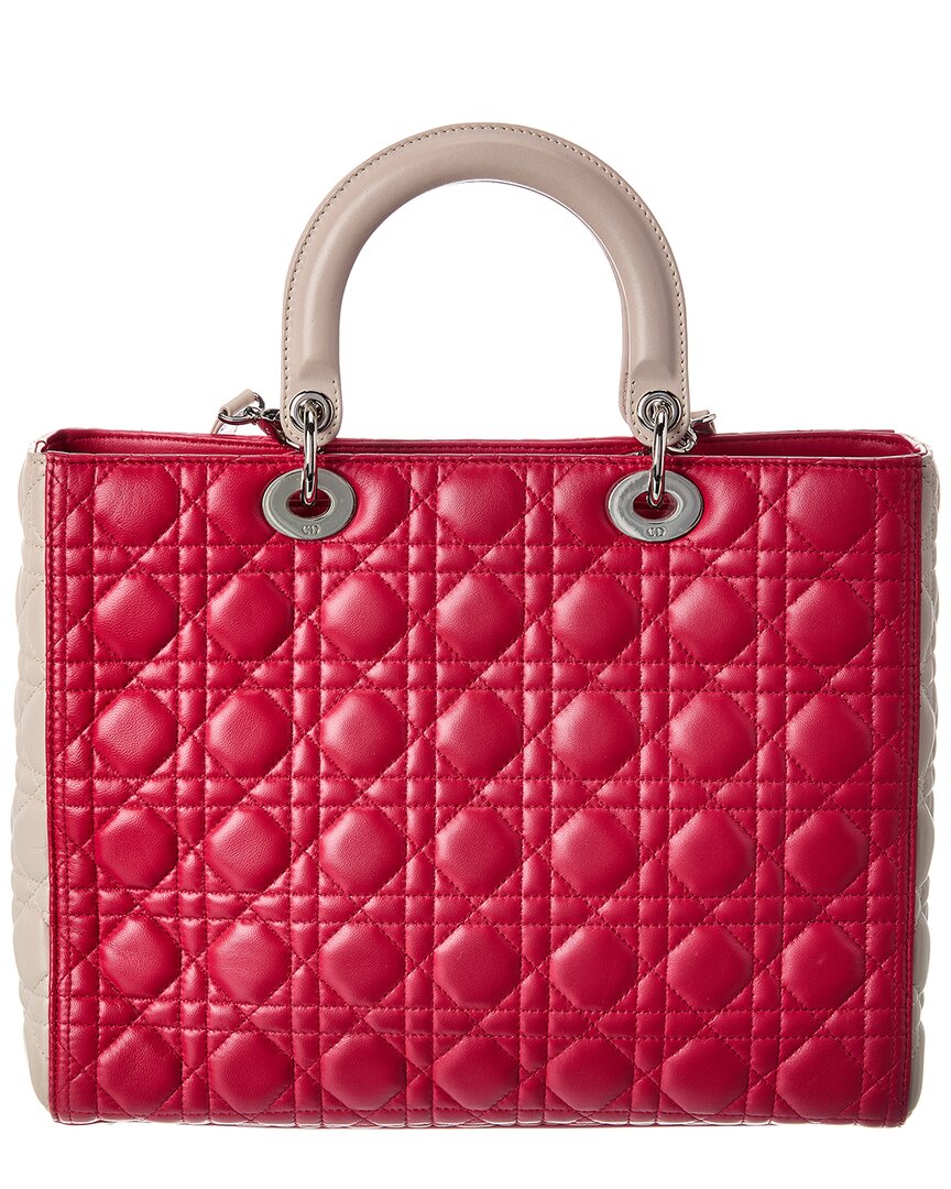 Dior Pink Lambskin Leather Cannage Large Lady Dior (Authentic Pre-Loved)