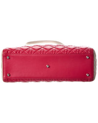 Dior Pink Lambskin Leather Cannage Large Lady Dior (Authentic Pre-Loved)