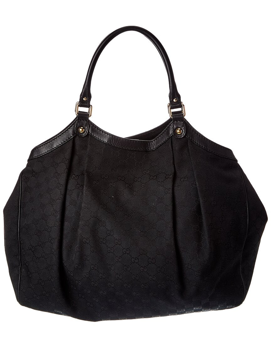 Gucci Black Gg Canvas Large Sukey Tote (Authentic Pre-Loved)