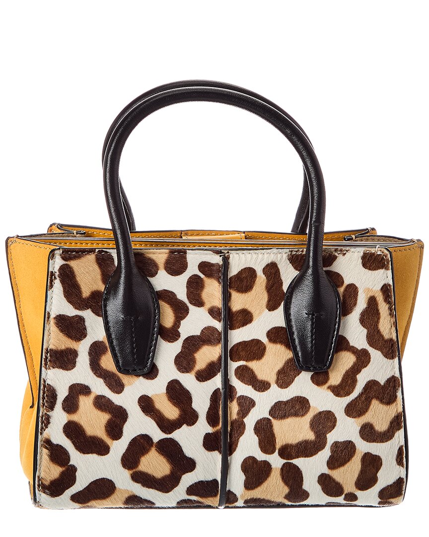 TOD's Tods Logo Mini Haircalf & Suede Tote
