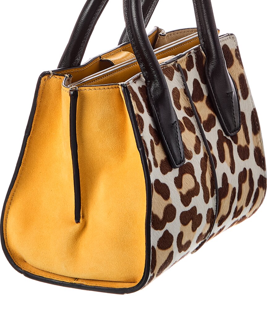 TOD's Tods Logo Mini Haircalf & Suede Tote