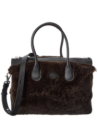 Tod’S Di Large Leather & Shearling Tote