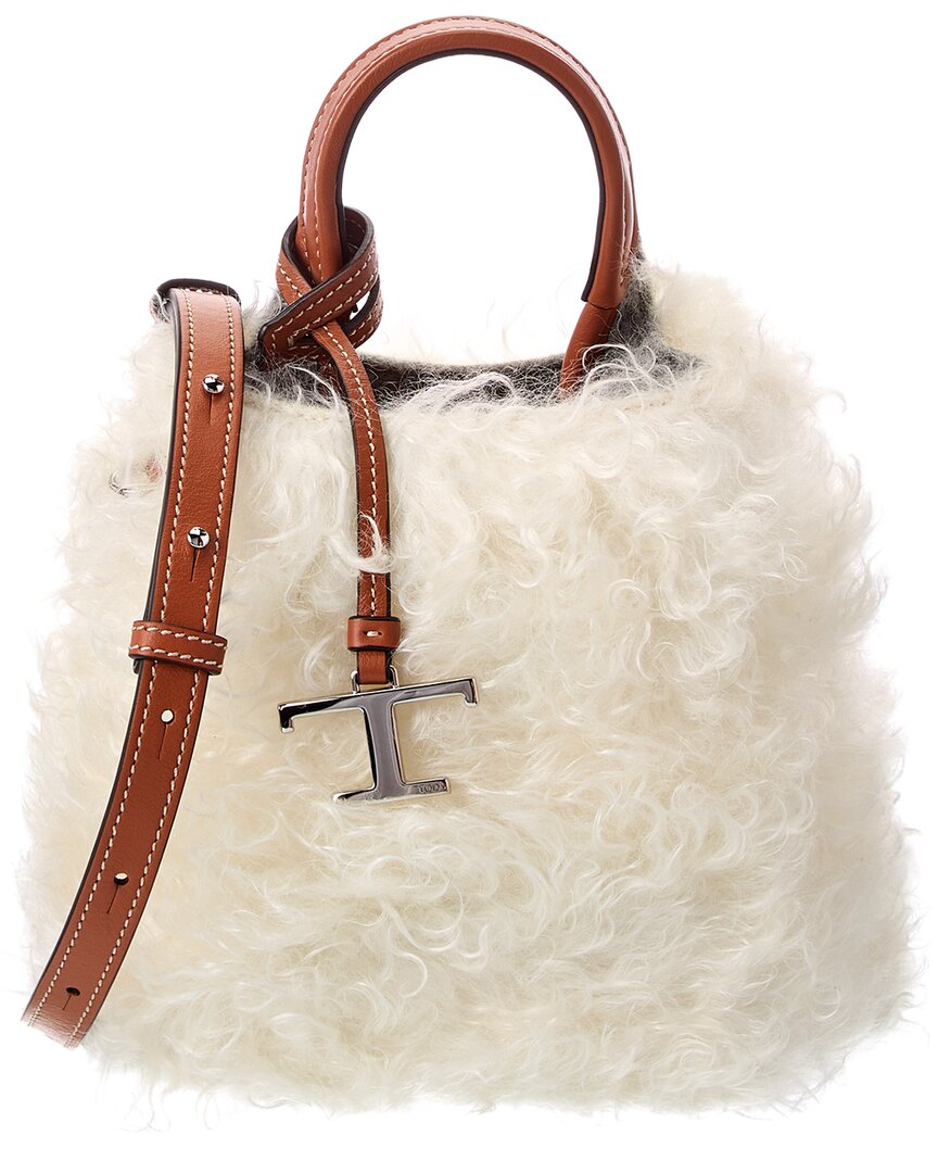 TOD's Tods Shearling & Leather Bucket Bag