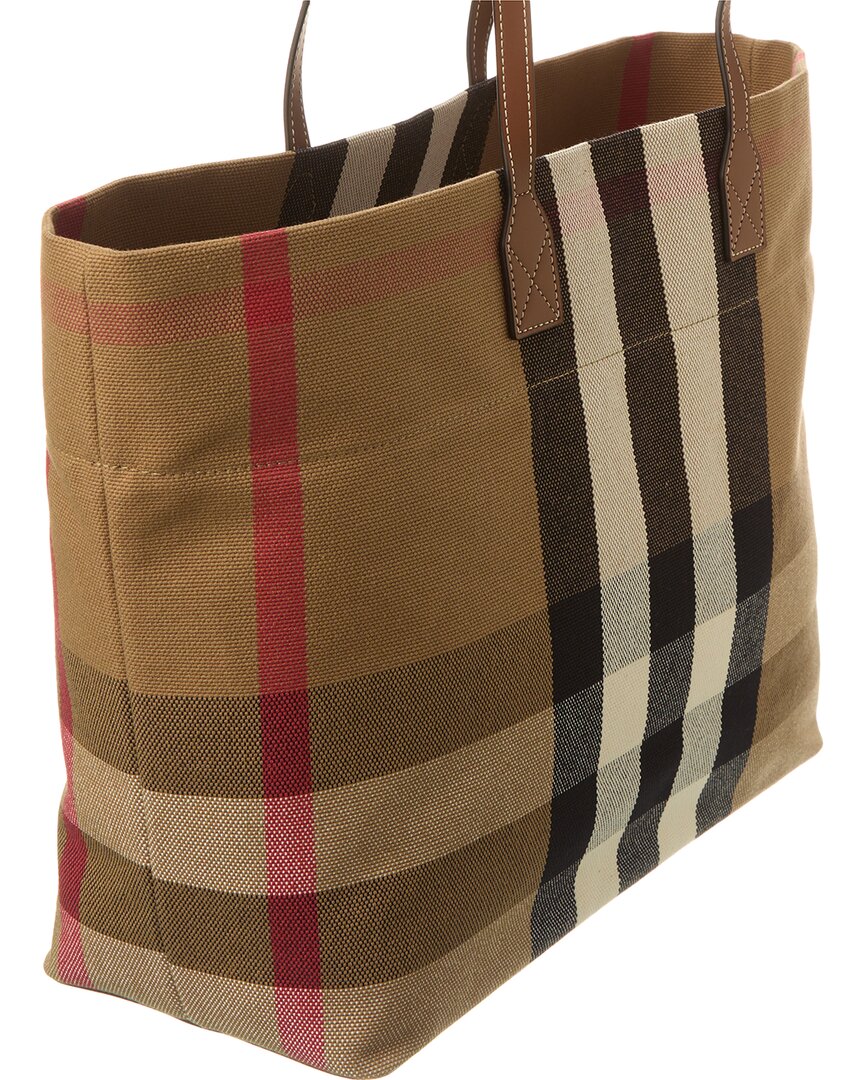 Burberry Burberry Check Canvas & Leather Tote