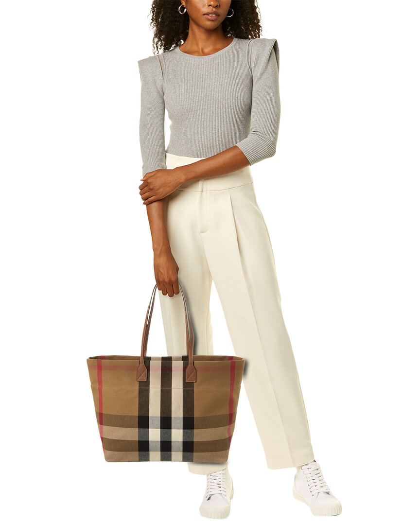 Burberry Burberry Check Canvas & Leather Tote