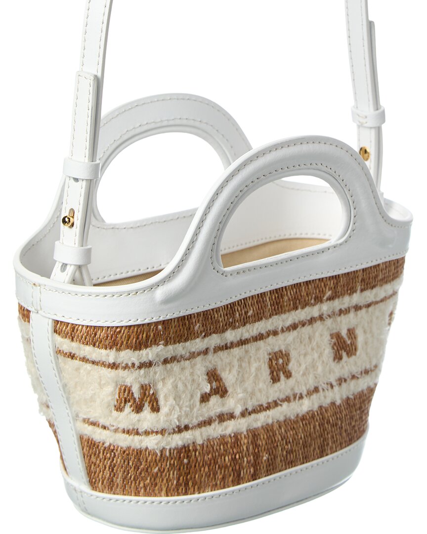 Marni Two-Tone Raffia & Leather Tote