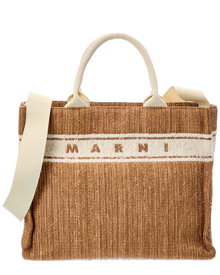 Marni Marni Small Raffia & Leather Tote