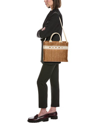 Marni Marni Small Raffia & Leather Tote