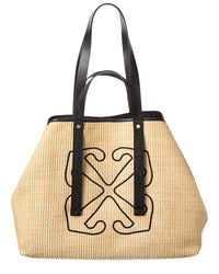 Off-White™ East West Large Straw & Leather Tote