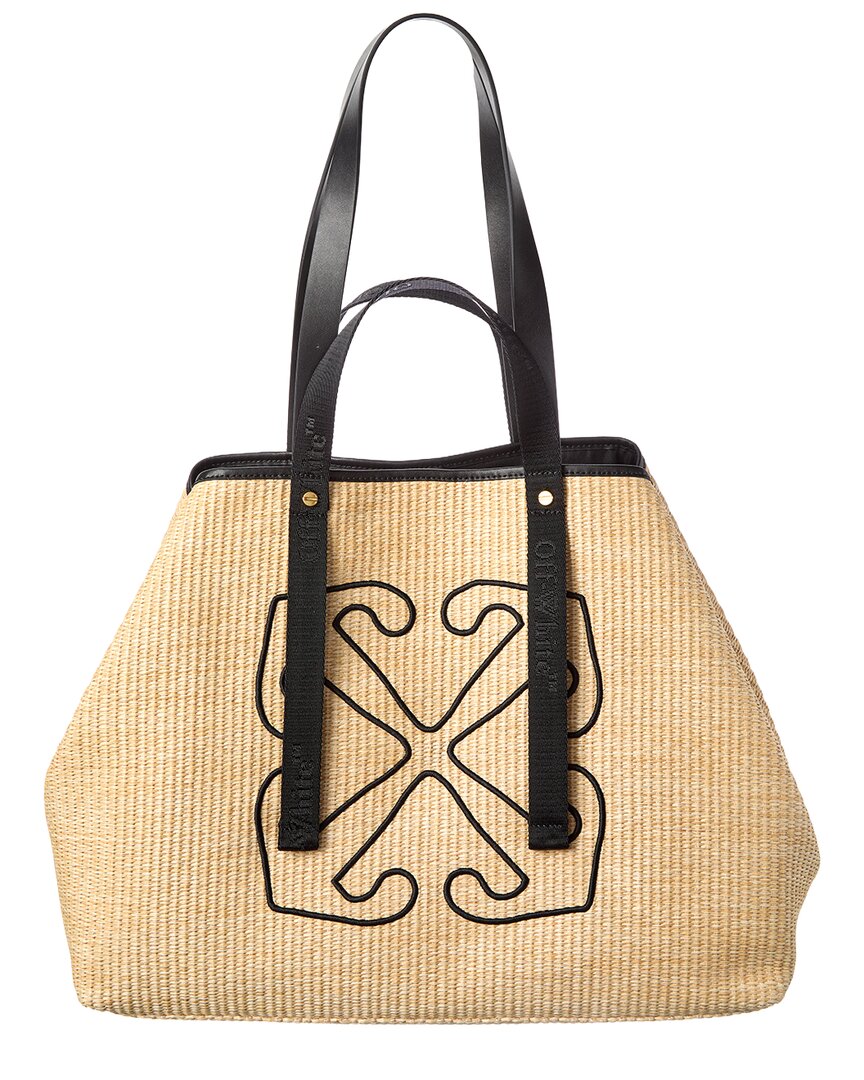 Off-White™ East West Large Straw & Leather Tote