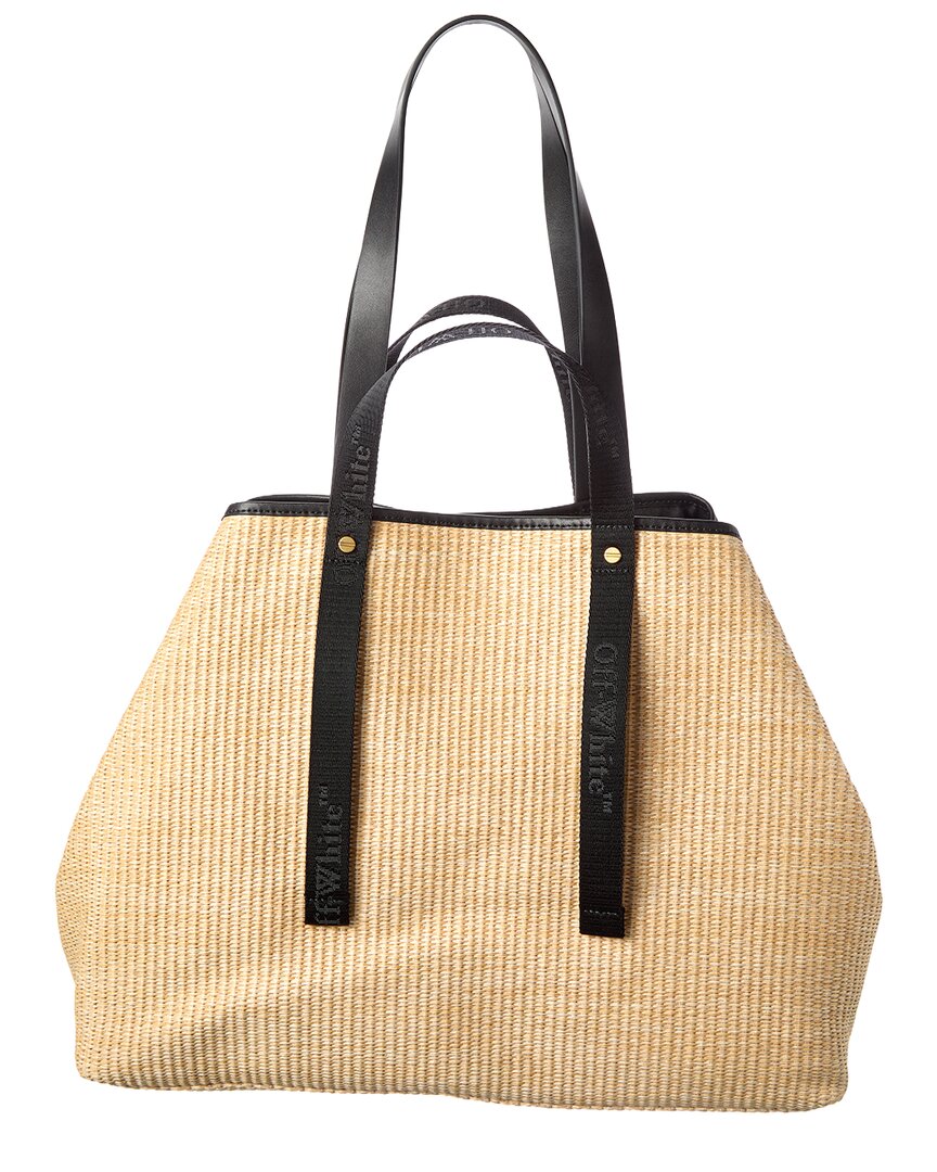 Off-White™ East West Large Straw & Leather Tote