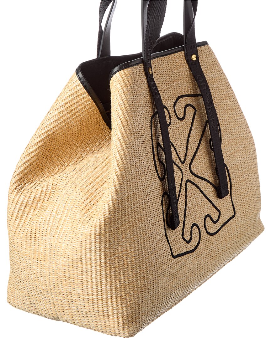 Off-White™ East West Large Straw & Leather Tote
