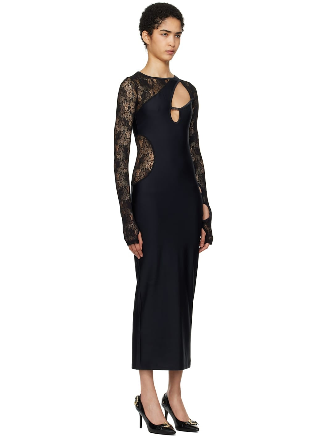 versace cut out dress VERSACE Mini Dress Runway Cutout Lace Panels size IT 42 from S/S 2013