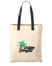 Palm Angels "Sketchy" Canvas & Leather Shopping Bag