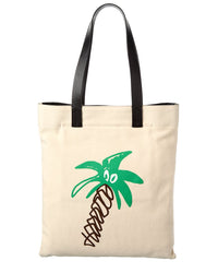 Palm Angels "Sketchy" Canvas & Leather Shopping Bag