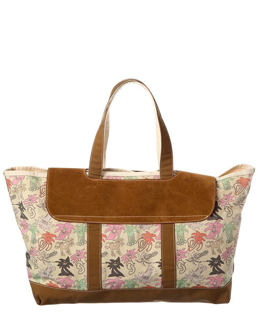 Palm Angels Allover Palmity Classic Canvas & Suede Tote