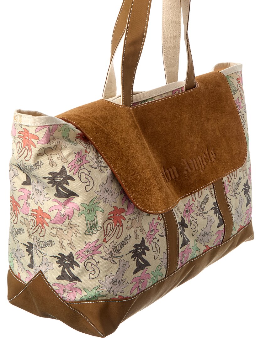Palm Angels Allover Palmity Classic Canvas & Suede Tote