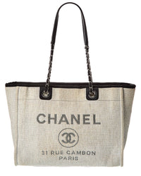 Chanel Grey Raffia Small Deauville Tote (Authentic Pre-Loved)