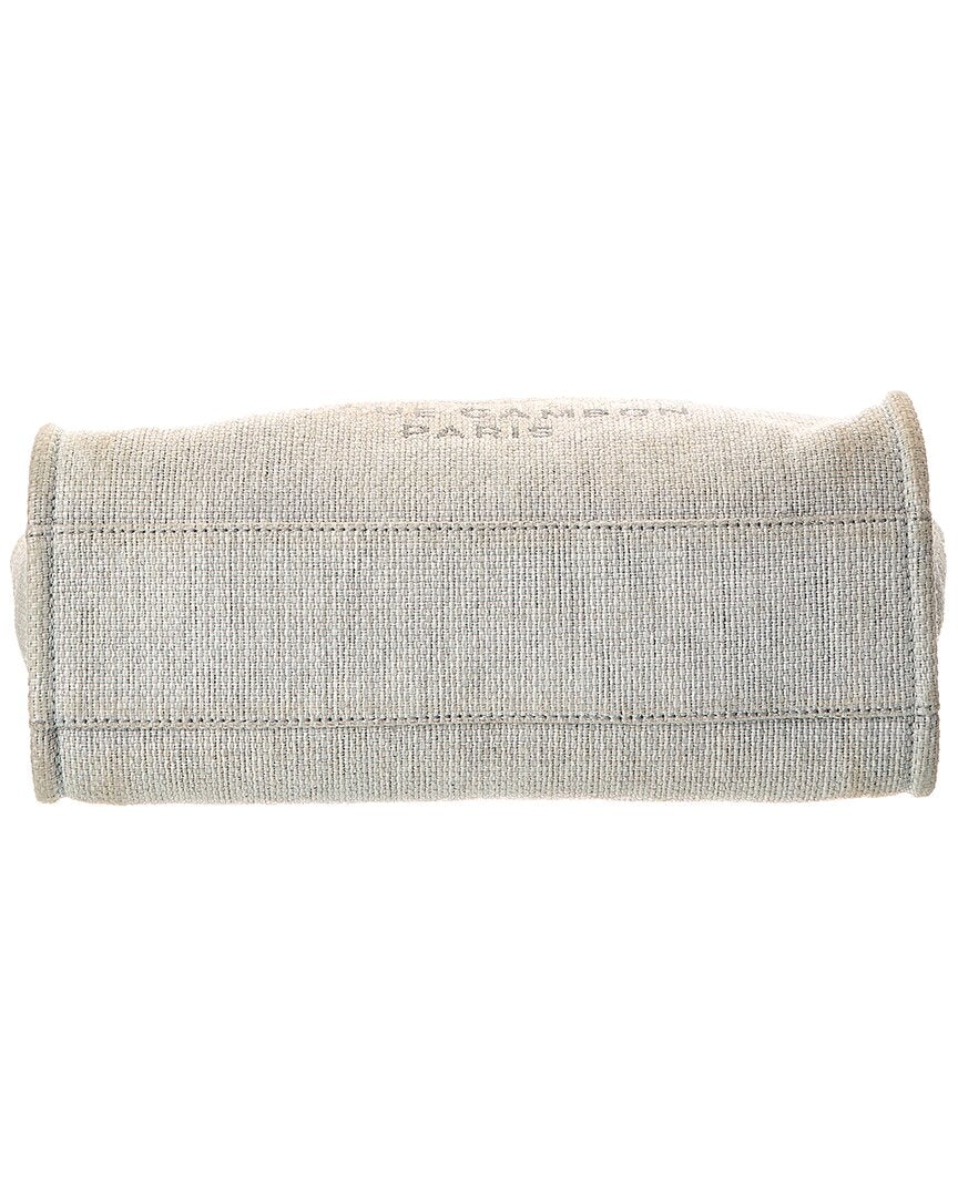 Chanel Grey Raffia Small Deauville Tote (Authentic Pre-Loved)