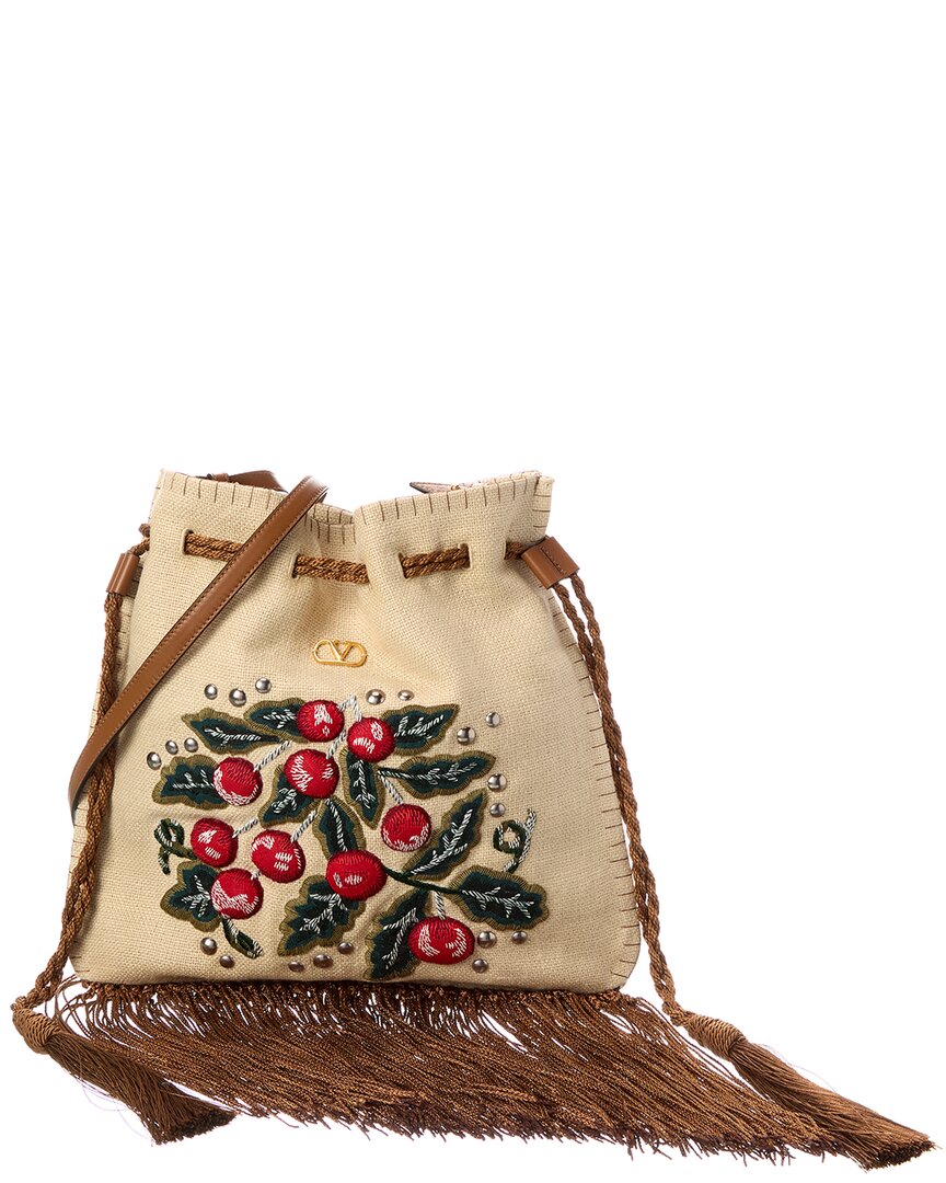 Valentino Dnu Pack Valentino Nellcote Alice Linen & Leather Tote