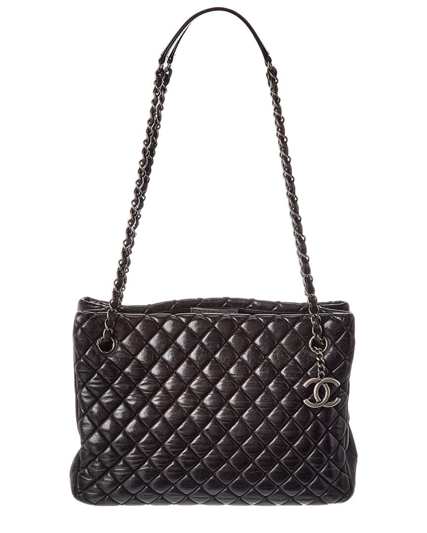 Chanel Black Lambskin Leather Cc New Bubble Tote (Authentic Pre-Loved)
