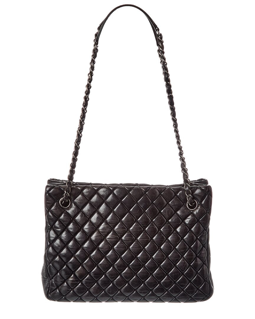 Chanel Black Lambskin Leather Cc New Bubble Tote (Authentic Pre-Loved)