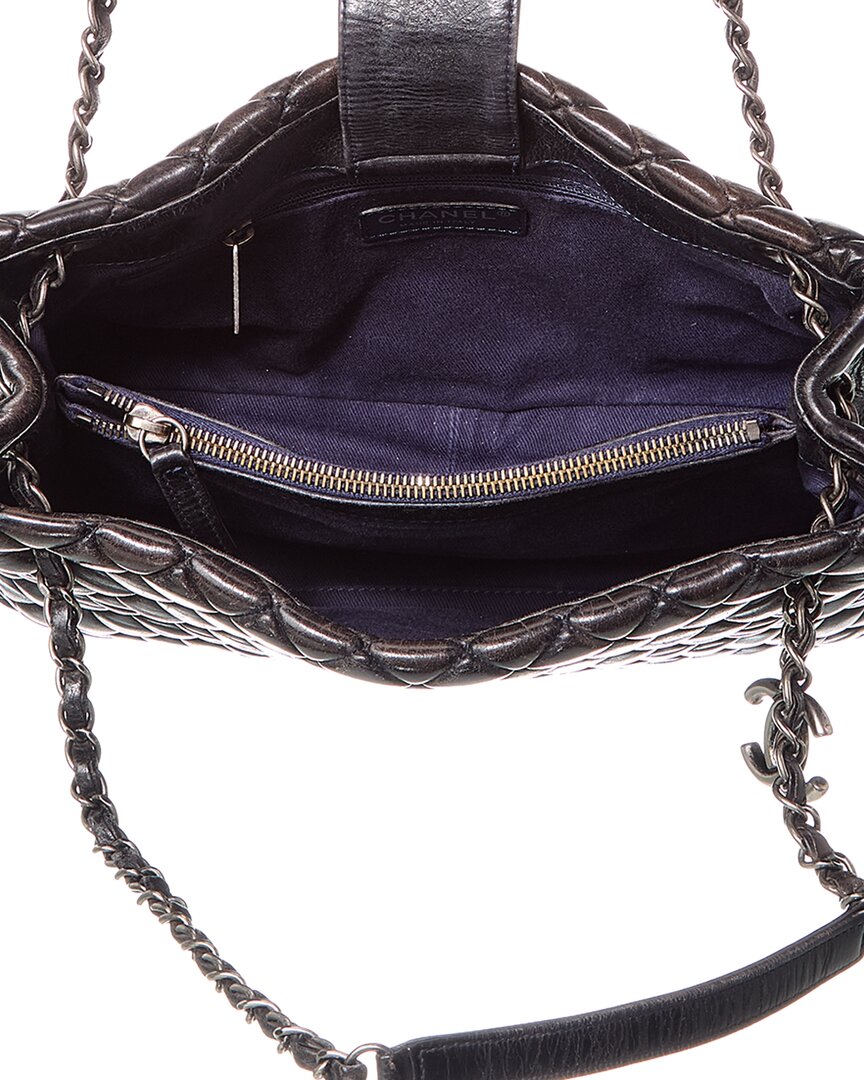 Chanel Black Lambskin Leather Cc New Bubble Tote (Authentic Pre-Loved)