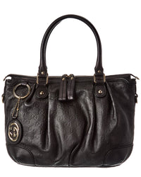 Gucci Black Lambskin Leather Sukey Gg Tote (Authentic Pre-Loved)