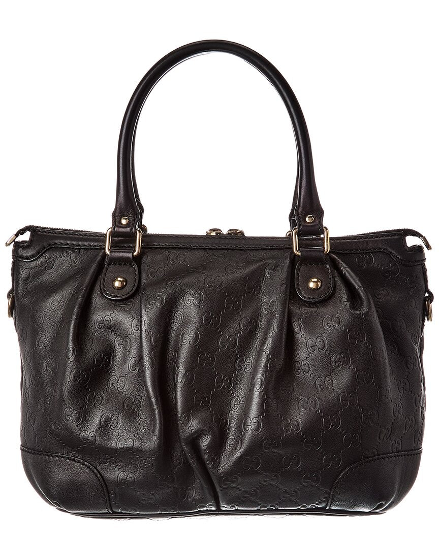 Gucci Black Lambskin Leather Sukey Gg Tote (Authentic Pre-Loved)