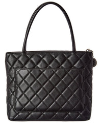 Chanel Black Quilted Caviar Leather Medallion Tote (Authentic Pre-Loved)