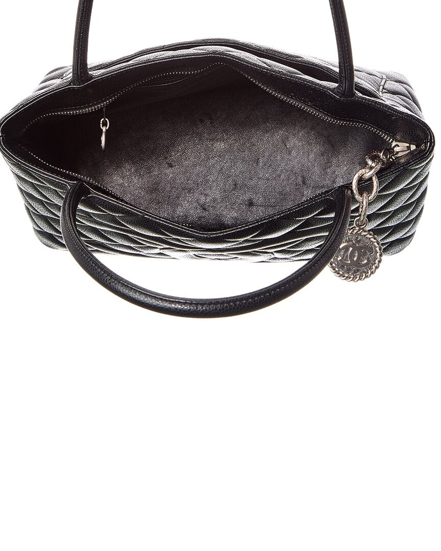 Chanel Black Quilted Caviar Leather Medallion Tote (Authentic Pre-Loved)