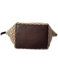 Gucci Dark Brown Monogram Coated Canvas Medium Web Handle Bucket Tote