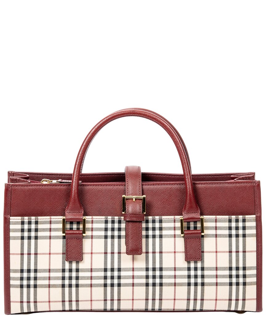 Burberry Burberry Beige & Brown Nova Check Canvas Rectangular Tote (Authentic Pre-