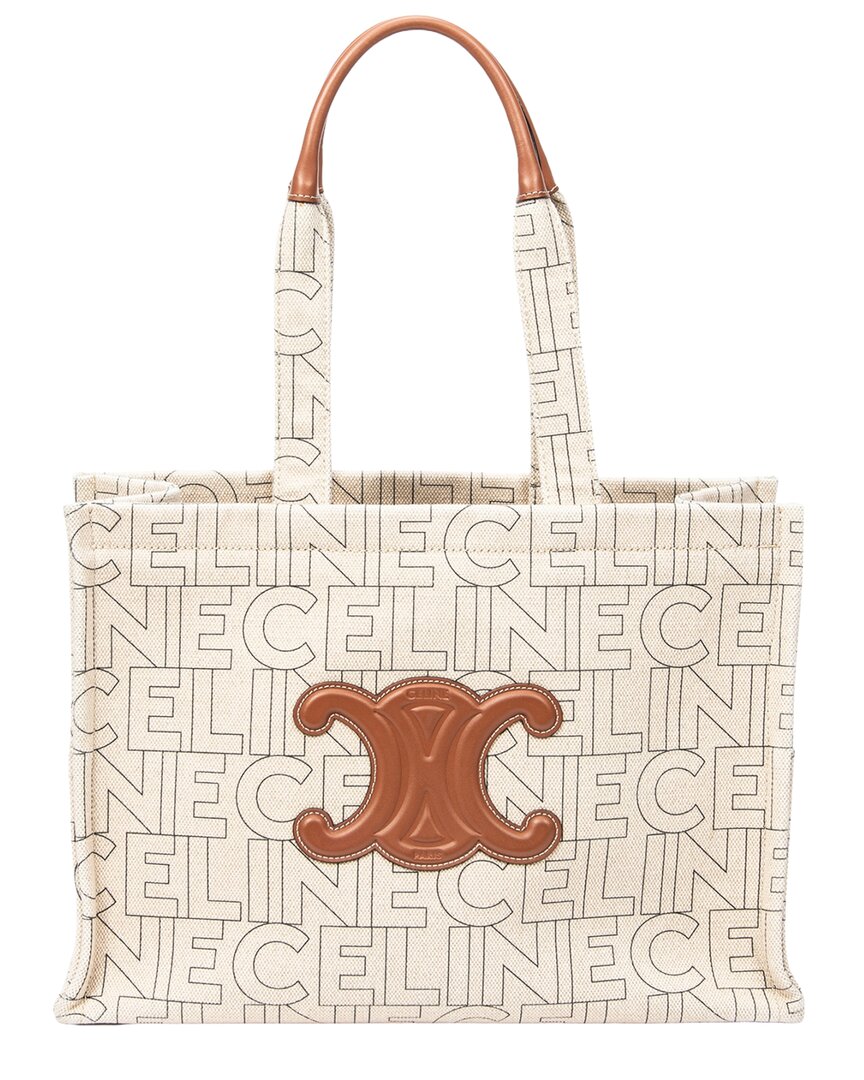 CELINE Celine Beige Canvas Large Triomphe Cabas (Authentic Pre-Loved)