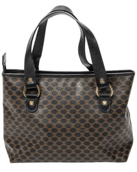 CELINE Celine Black & Brown Macadam Coated Canvas Small Zip Tote (Authentic Pre-