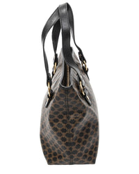 CELINE Celine Black & Brown Macadam Coated Canvas Small Zip Tote (Authentic Pre-